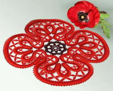 Preview: 468 Klöppelbrief Blütendeckchen "Mohnblume"